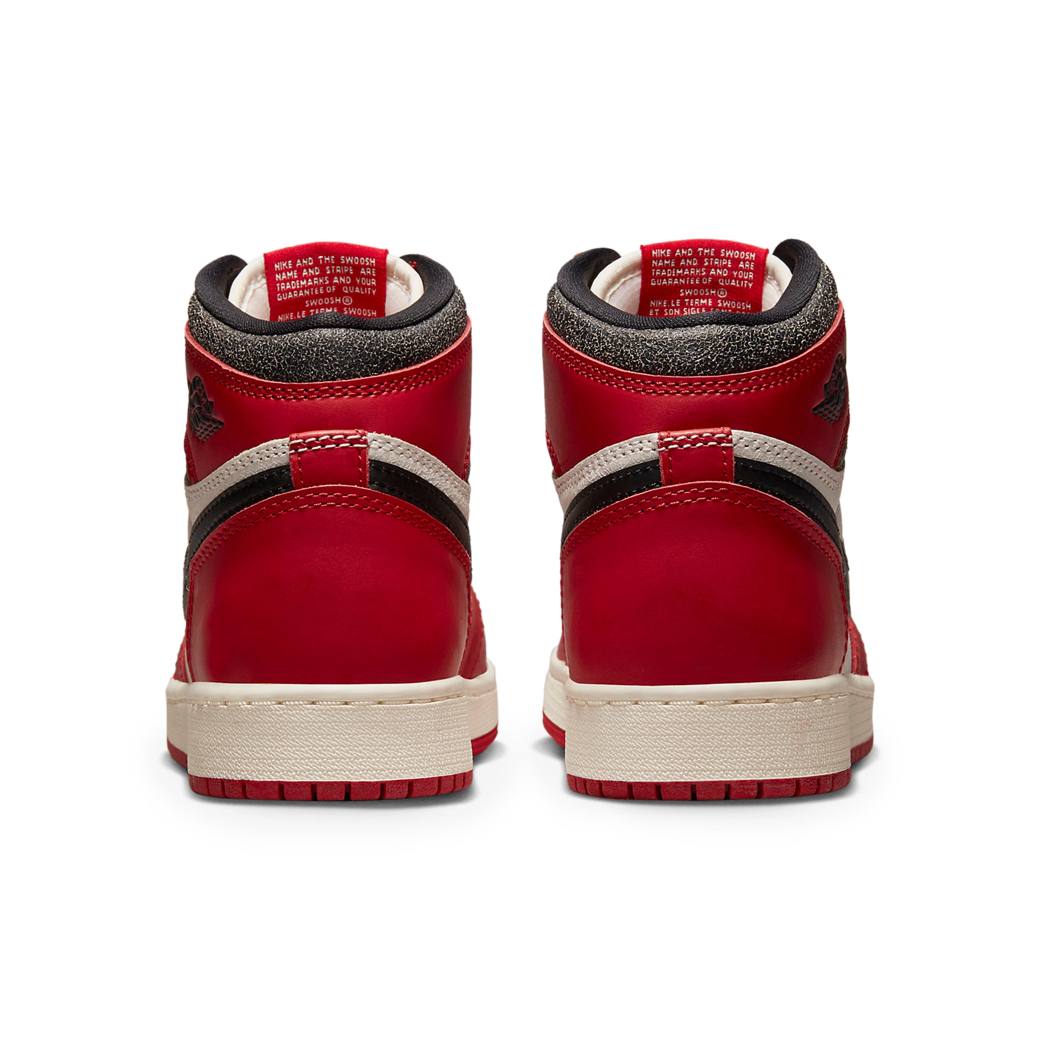 Heel view of Air Jordan 1 Retro High OG Lost And Found (GS) FD1437-612